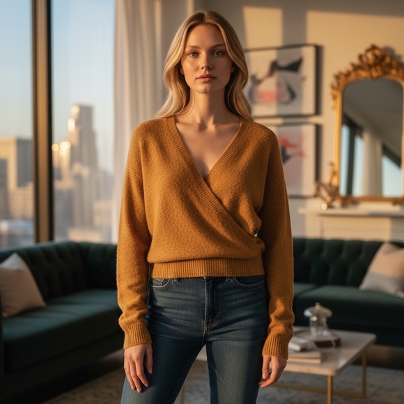 Madewell alpaca wool blend ballet wrap sweater m - Picture 9 of 9